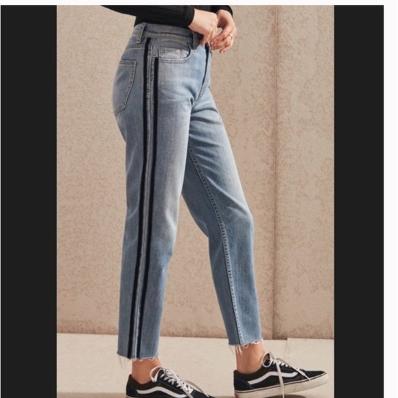 NEW Pacsun Sz 25 Vintage Icon High rise Jean Tuxedo Stripe Frayed Hem - Picture 3 of 8